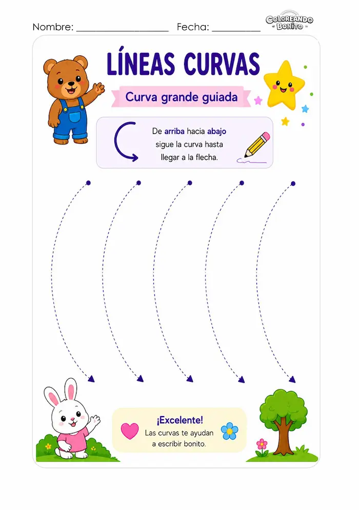 Líneas curvas para niños
