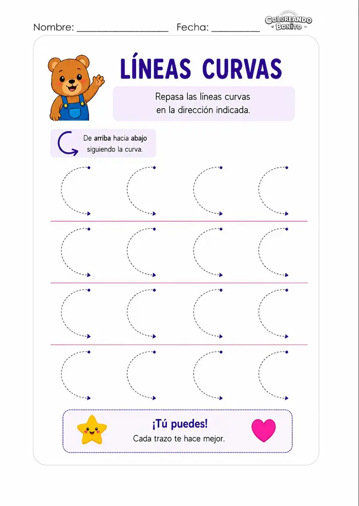 Plana de líneas curvas para niños