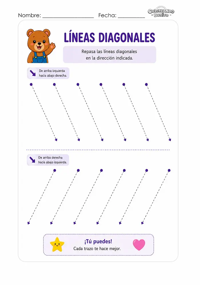 Líneas diagonales para niños