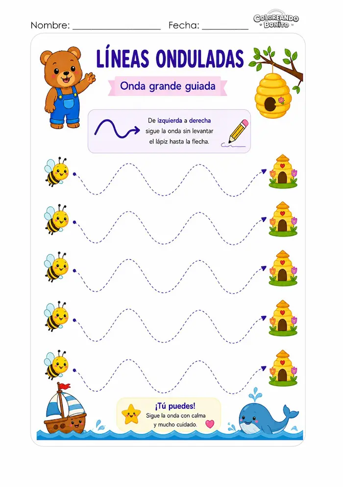 Líneas onduladas para niños