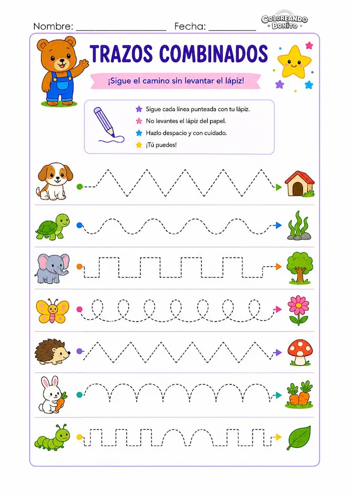 Trazos combinados para niños