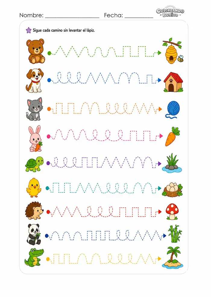 Trazos combinados nivel 3 para niños