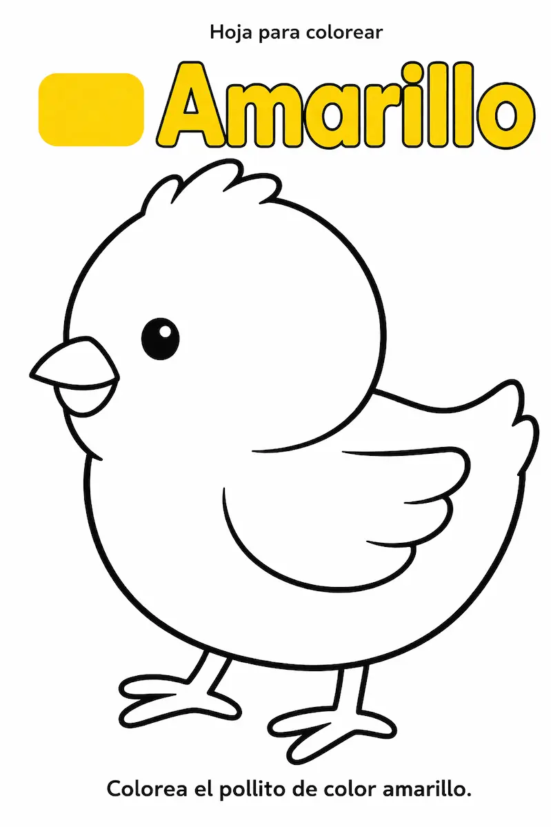 Ficha del color amarillo para niños para colorear