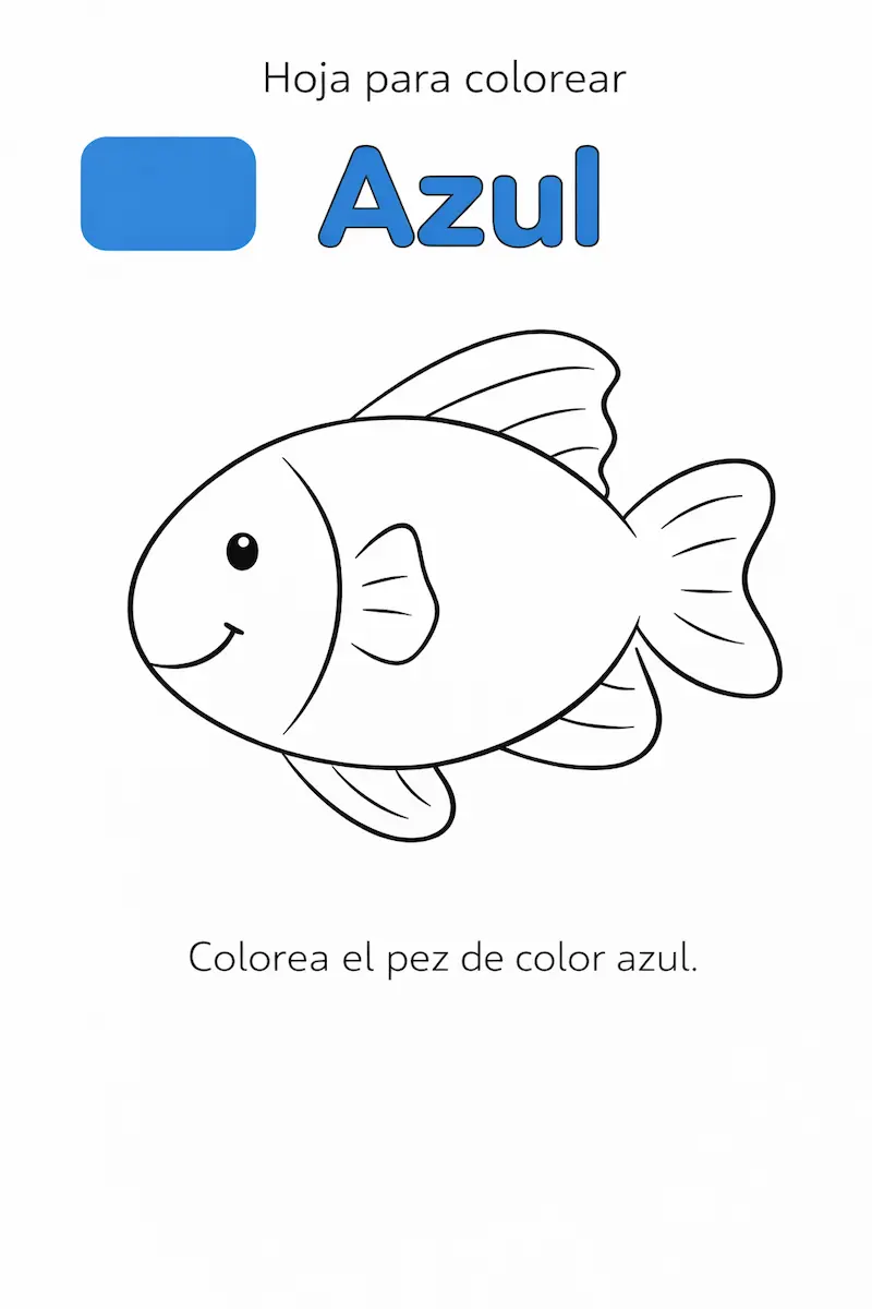 Ficha del color azul para niños para colorear