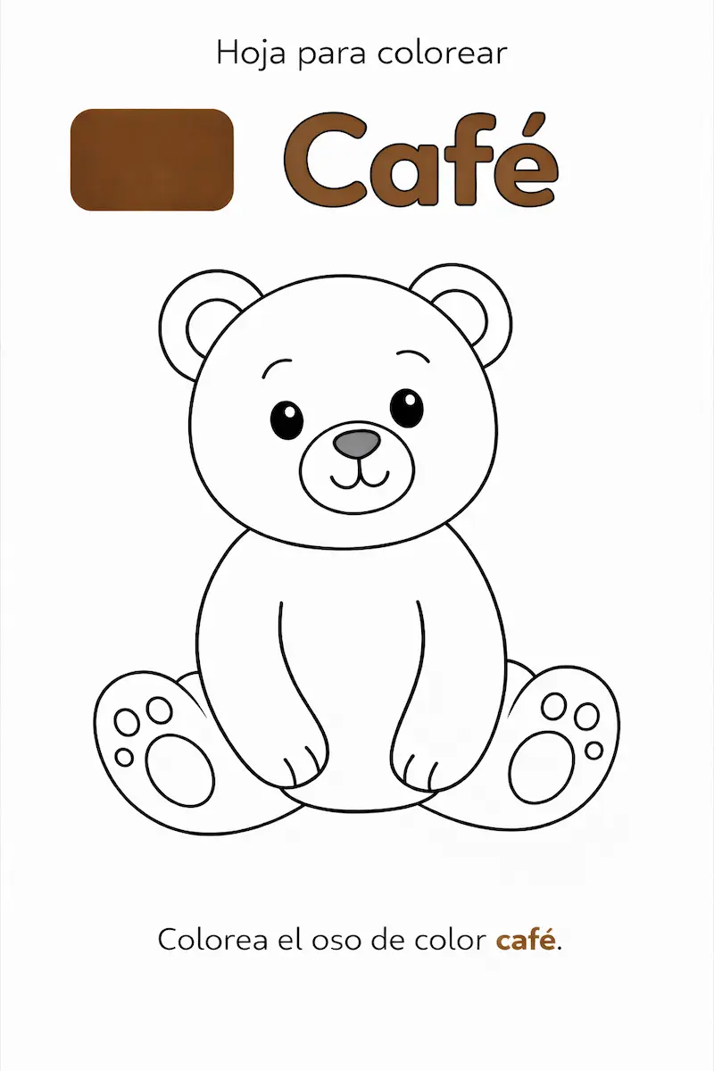 Ficha del color café para niños para colorear