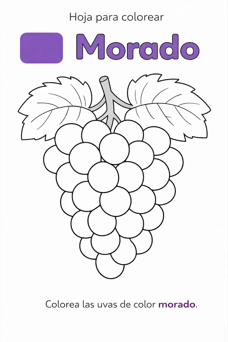 Ficha del color morado para niños para colorear