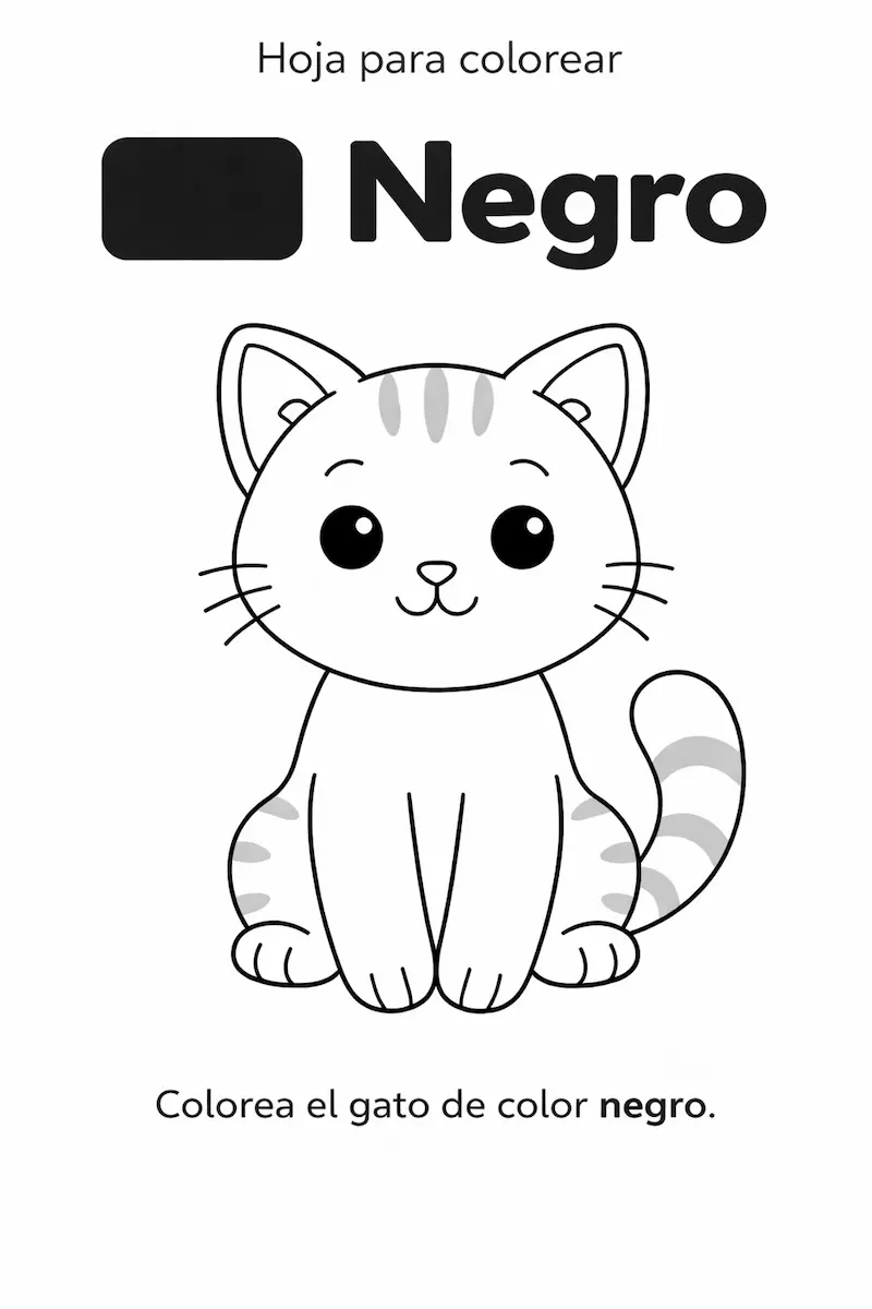 Ficha del color negro para niños para colorear