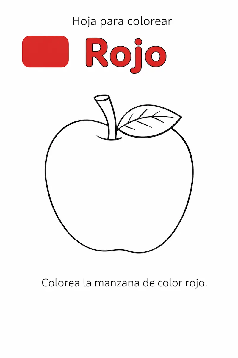Ficha del color rojo para niños para colorear