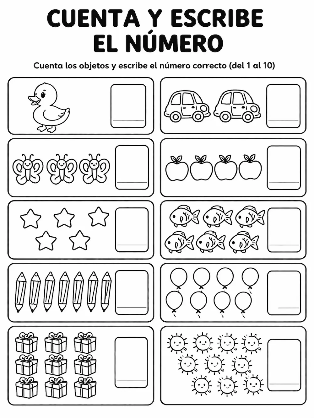 Actividad cuenta y escribe números