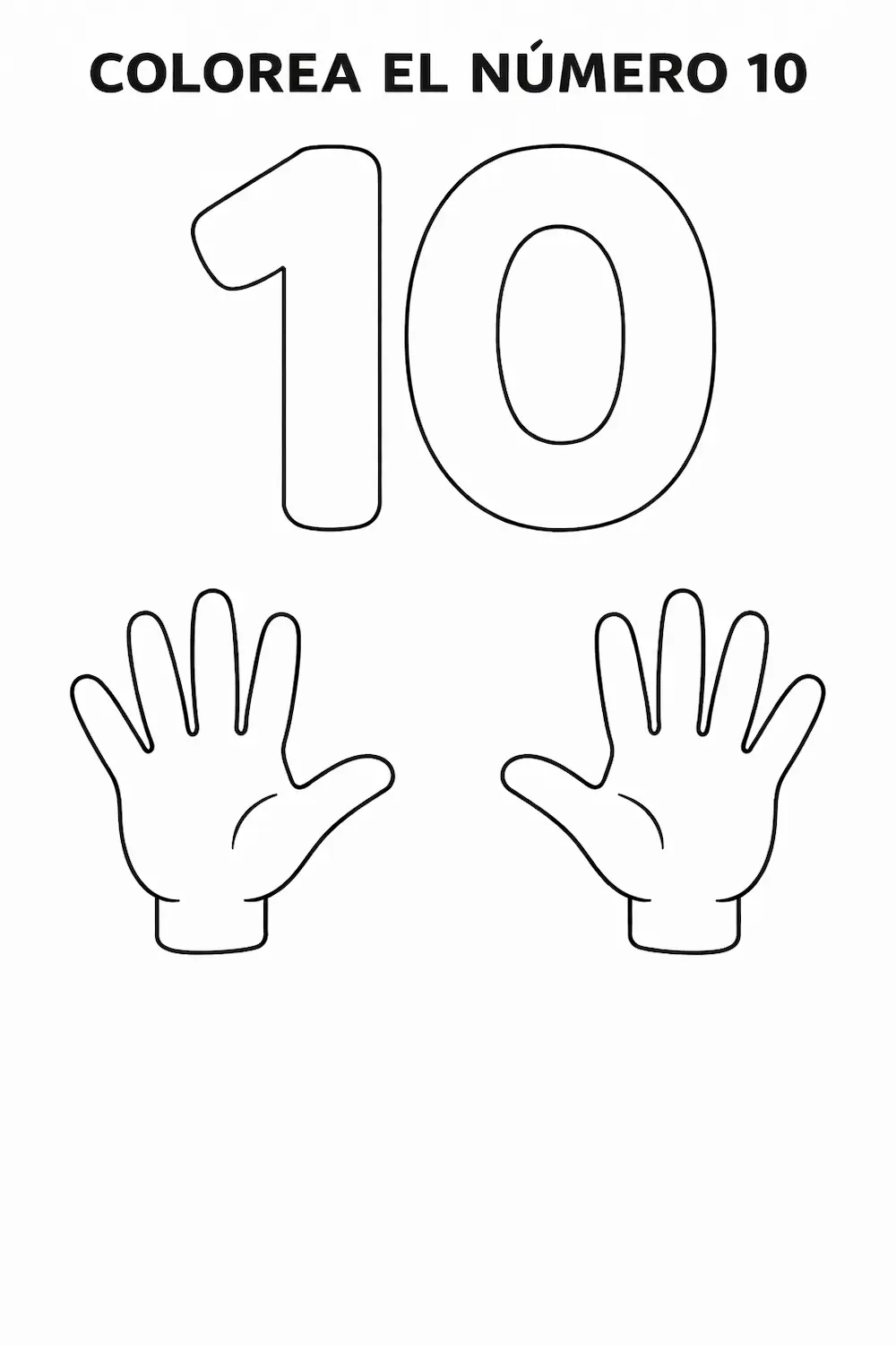 Número 10 para niños ficha para imprimir