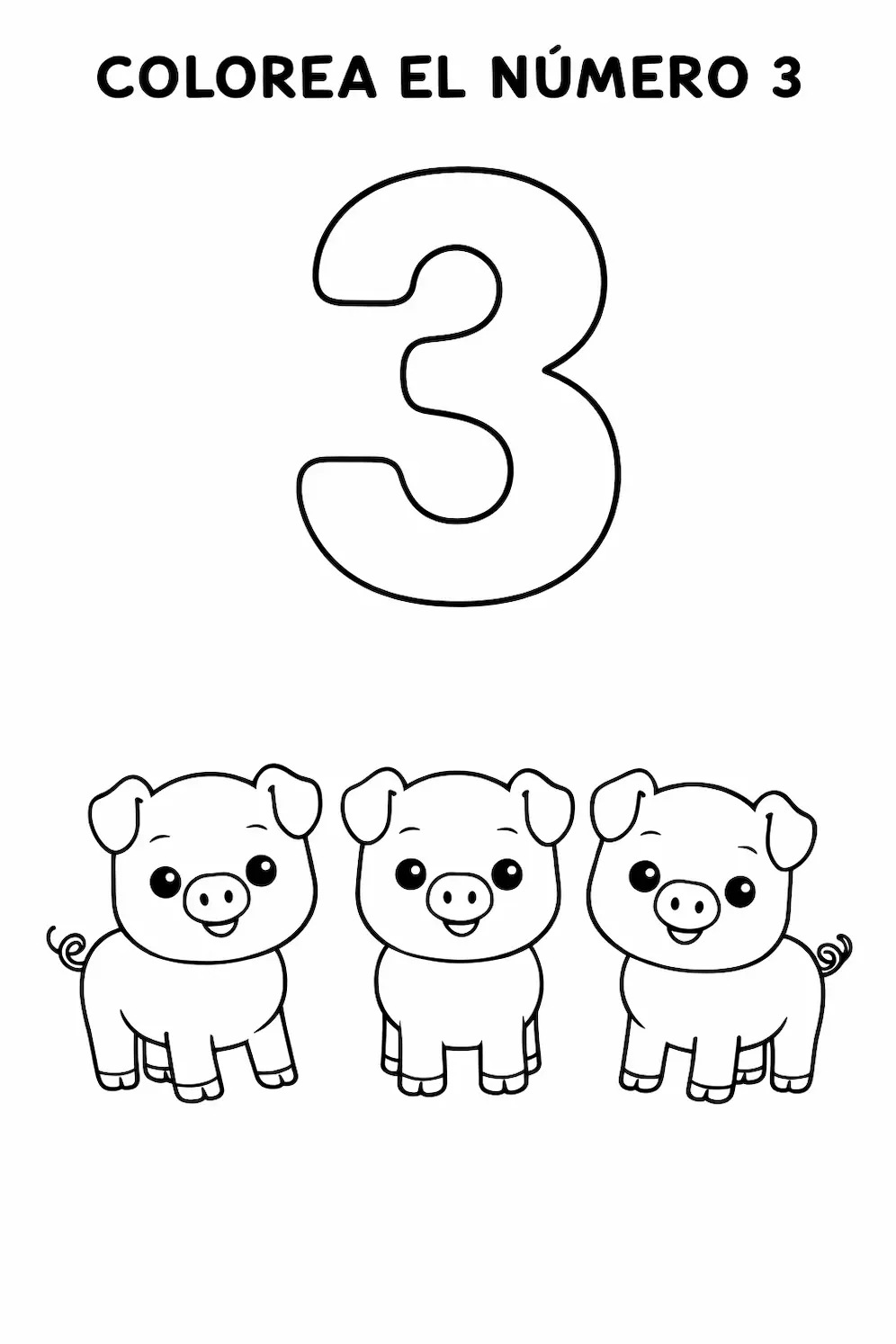 Número 3 para niños ficha para imprimir
