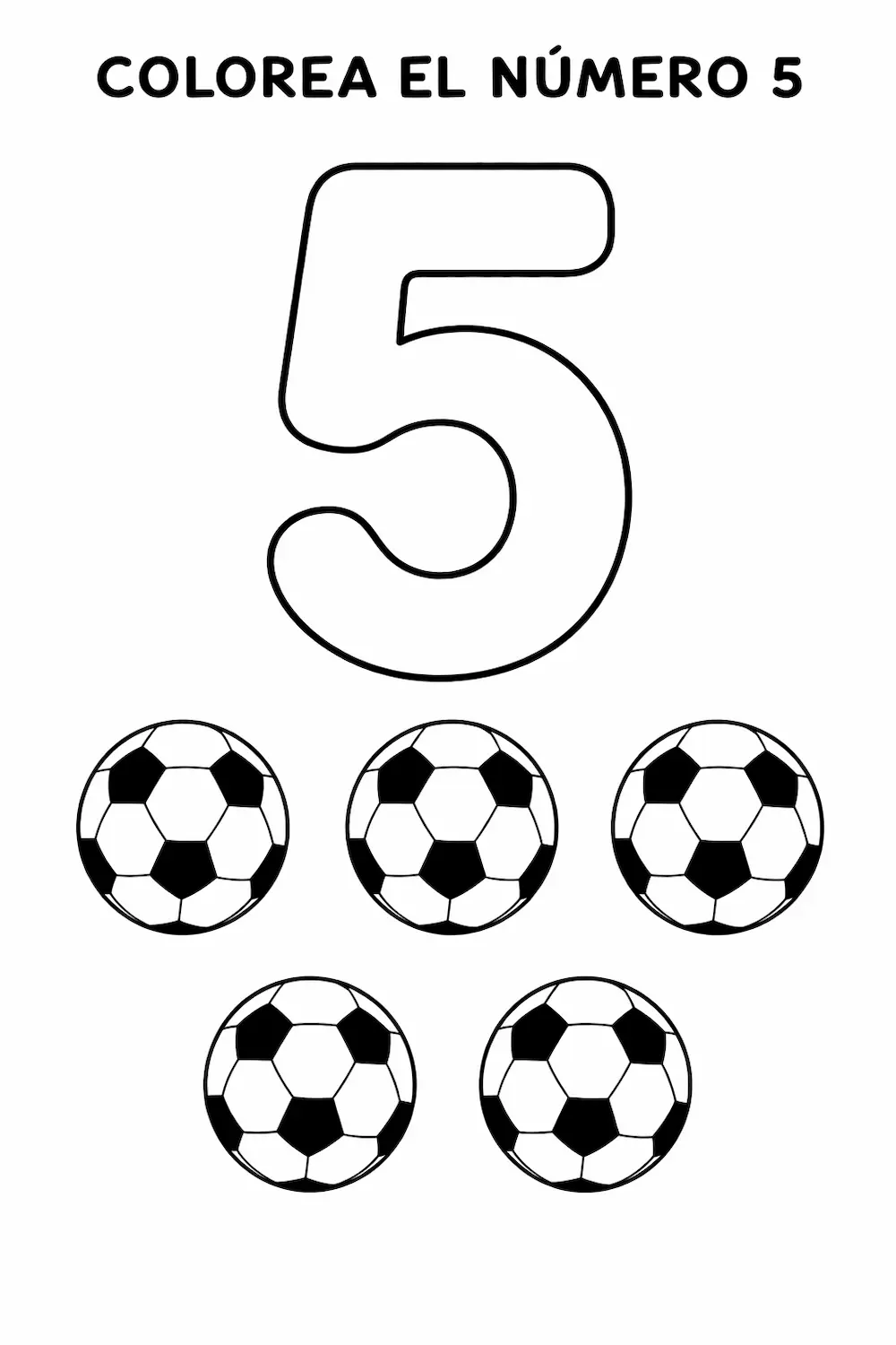 Número 5 para niños ficha para imprimir