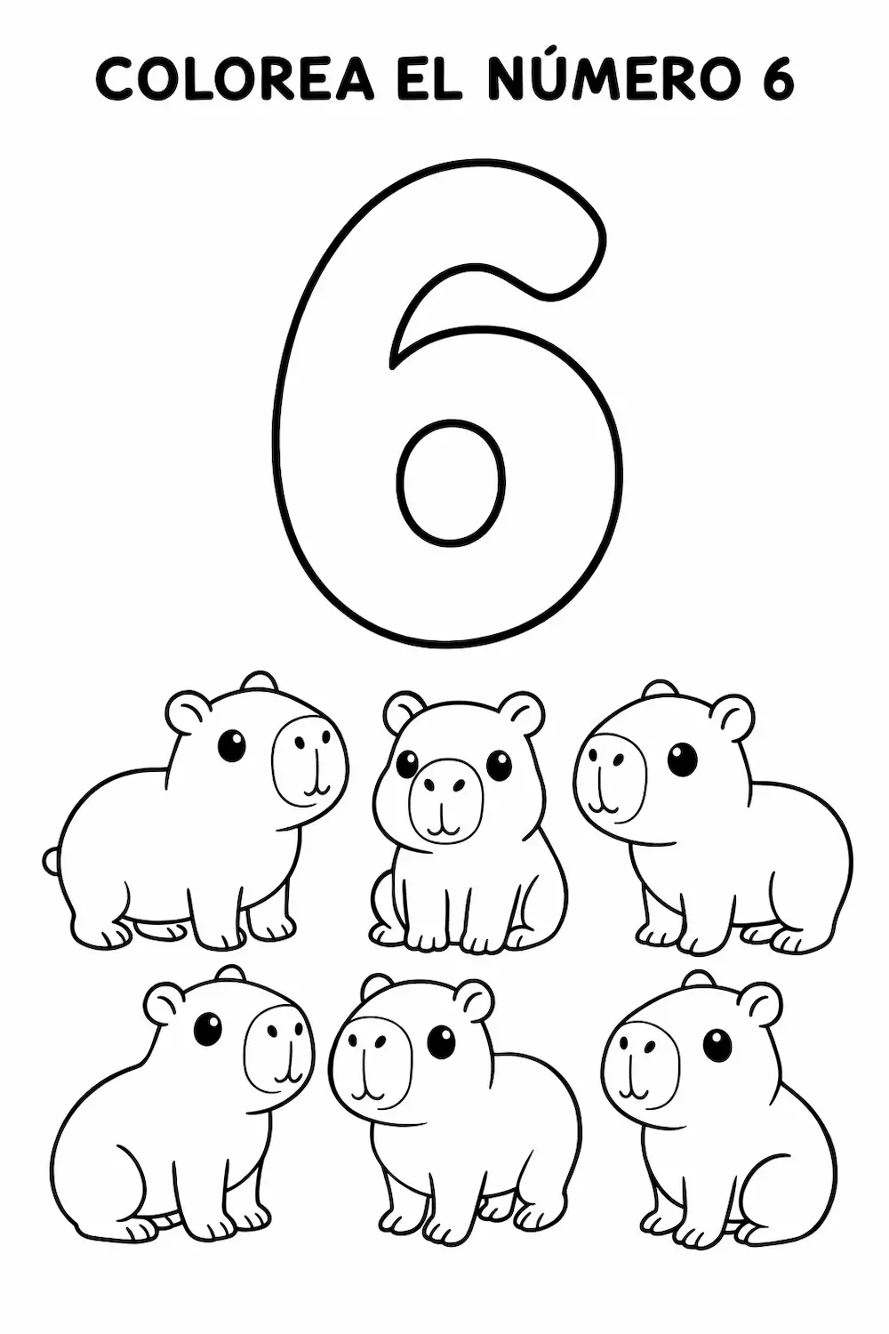 Número 6 para niños ficha para imprimir