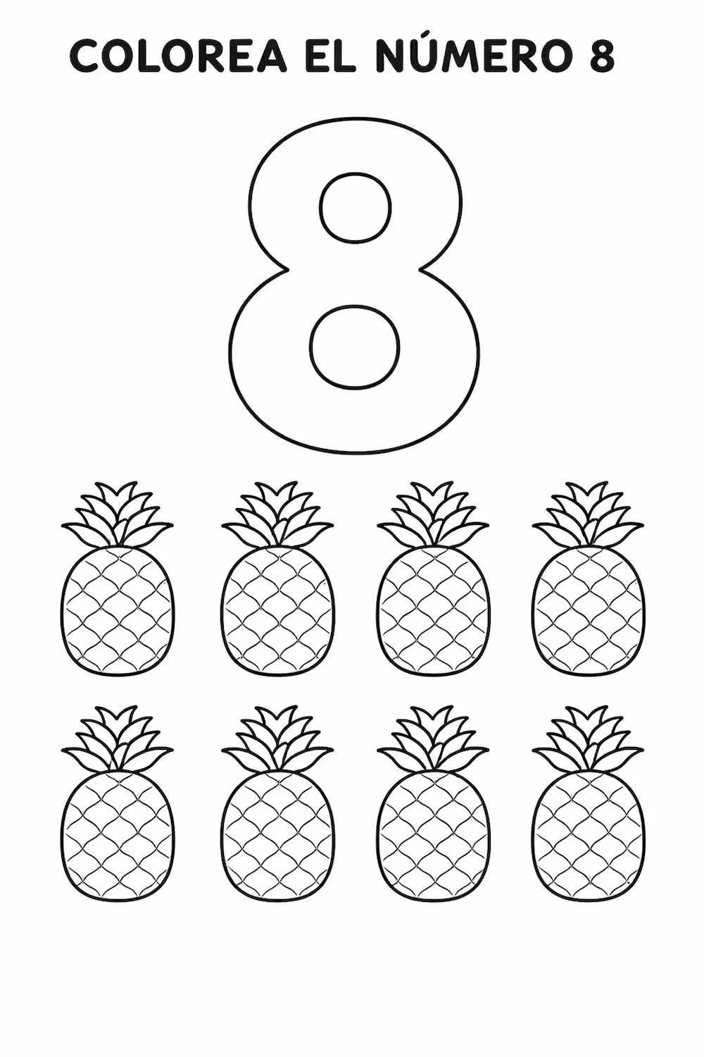 Número 8 para niños ficha para imprimir