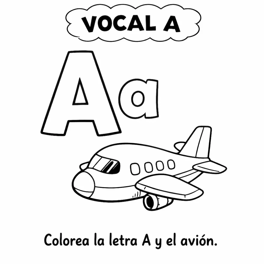 Vocal A para niños para colorear