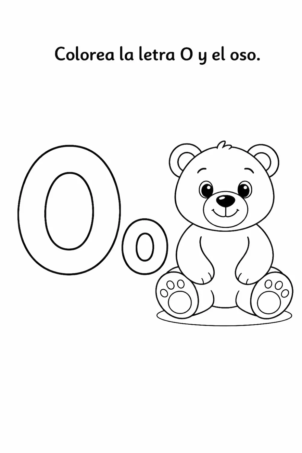 Vocal O para niños para colorear