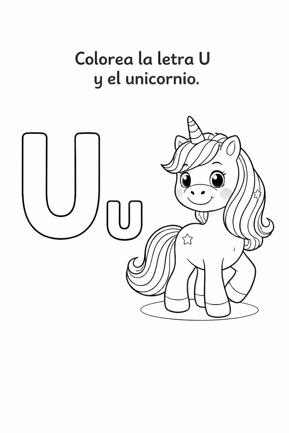 Vocal U para niños para colorear